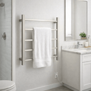 530Hx600W Brushed Nickel Electric Heated Towel Rack 5 Bars - NZHomeware