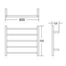530Hx600Wx120Dmm Brushed Yellow Gold Electric Heated Towel Rack 5 Bars - NZHomeware