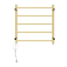530Hx600Wx120Dmm Brushed Yellow Gold Electric Heated Towel Rack 5 Bars - NZHomeware