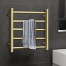 530Hx600Wx120Dmm Brushed Yellow Gold Electric Heated Towel Rack 5 Bars - NZHomeware