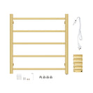 530Hx600Wx120Dmm Brushed Yellow Gold Electric Heated Towel Rack 5 Bars - NZHomeware