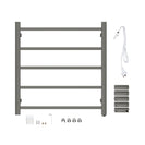 530Hx600Wx120Dmm Gunmetal Grey Electric Heated Towel Rack 5 Bars - NZHomeware