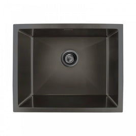 540x440x205mm Dark Grey Stainless Steel Handmade Single Bowl Top/Undermounted Kitchen/Laundry Sinks With Overflow - NZHomeware
