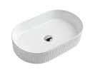 580*360*115mm Bathroom Oval Fluted Gloss White Above Counter Ceramic Wash Basin - NZHomeware