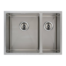 590x440x205mm 1.2mm Handmade Round Corners Double Bowls Top / Undermounted / Flush Mounted Kitchen Sink With Overflow - NZHomeware