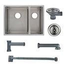 590x440x205mm 1.2mm Handmade Round Corners Double Bowls Top / Undermounted / Flush Mounted Kitchen Sink With Overflow - NZHomeware