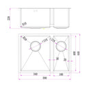 590x440x205mm 1.2mm Handmade Round Corners Double Bowls Top / Undermounted / Flush Mounted Kitchen Sink With Overflow - NZHomeware