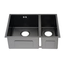 590x440x205mm Dark Grey Stainless Steel Handmade Double Bowls Top/Undermounted Kitchen Sinks With Overflow - NZHomeware