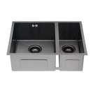 590x440x205mm Dark Grey Stainless Steel Handmade Double Bowls Top/Undermounted Kitchen Sinks With Overflow - NZHomeware