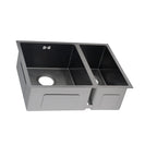 590x440x205mm Dark Grey Stainless Steel Handmade Double Bowls Top/Undermounted Kitchen Sinks With Overflow - NZHomeware