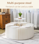 6 Seats Kraft Paper Bench Portable Folding Sofa Foot Stool Shoe Bench White - NZHomeware