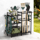 6 Tier Garden Tool Organizer Heavy Duty Metal Garage Storage Rack for Yard & Shed - NZHomeware