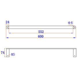 600mm Brushed Nickel Single Towel Rail Stainless Steel 304 Wall Mounted - NZHomeware