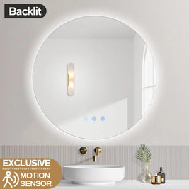 600mm Round Frameless Backlit LED Mirror | Motion Sensor & Demister 3 - Color Bathroom Mirror NZ - NZHomeware