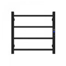 600W× 500H× 110D mm Square Matt Black Electric Heated Towel Rack With Timer 4 Bars - NZHomeware