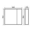 600x150x750mm Plywood 2 - Door Dark Oak Mirror Cabinet - NZHomeware