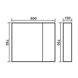 600x150x750mm Plywood 2 - Door Dark Oak Mirror Cabinet - NZHomeware