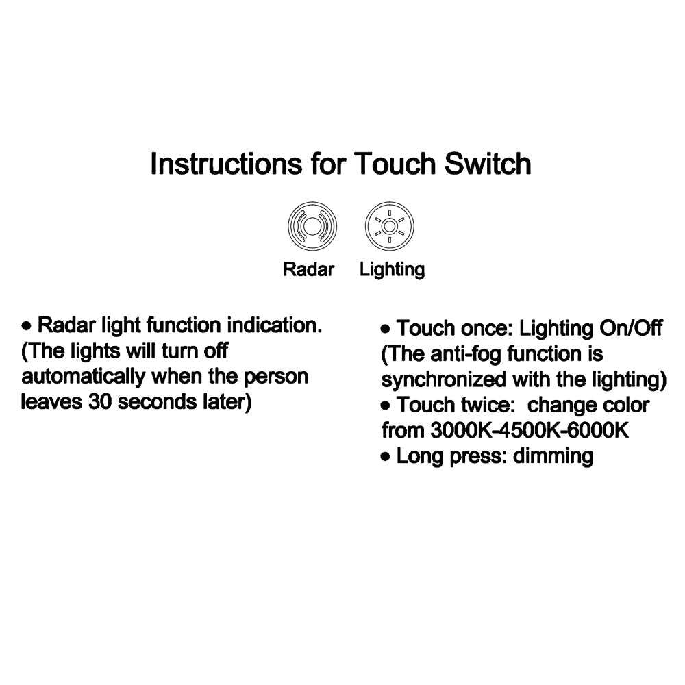 600x600x40mm Round Bathroom LED Mirror With Motion Sensor Auto On Demister Touch Sensor Switch Wall Mounted size guide 2