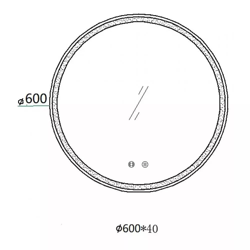 600x600x40mm Round Bathroom LED Mirror With Motion Sensor Auto On Demister Touch Sensor Switch Wall Mounted size guide 1