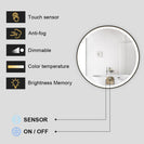 600x600x40mm Round Bathroom LED Mirror With Motion Sensor Auto On Demister Touch Sensor Switch Wall Mounted - NZHomeware