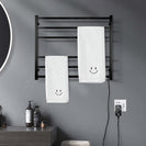 600x850x120mm Square Matt Black Electric Heated Towel Rack 6 Bars - NZHomeware