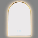 600x900mm Backlit Brushed Yellow Gold Frame Arched LED Wall Mirror Motion Sensor Switch - NZHomeware