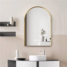 600x900mm Backlit Brushed Yellow Gold Frame Arched LED Wall Mirror Motion Sensor Switch - NZHomeware