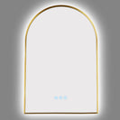 600x900mm Backlit Brushed Yellow Gold Frame Arched LED Wall Mirror Motion Sensor Switch - NZHomeware