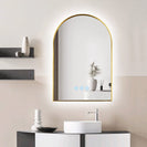 600x900mm Backlit Brushed Yellow Gold Frame Arched LED Wall Mirror Motion Sensor Switch - NZHomeware