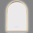 600x900mm Backlit Brushed Yellow Gold Frame Arched LED Wall Mirror Motion Sensor Switch - NZHomeware