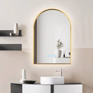 600x900mm Backlit Brushed Yellow Gold Frame Arched LED Wall Mirror Motion Sensor Switch - NZHomeware