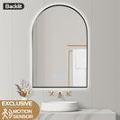 600x900mm Backlit Gunmetal Grey Frame Arched LED Wall Mirror Motion Sensor Switch - NZHomeware