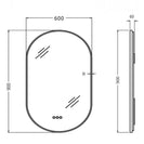 600x900mm Backlit Gunmetal Grey Frame Oval Led Mirror Oblong Racetrack Motion Sensor Auto On - NZHomeware