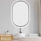 600x900mm Backlit Gunmetal Grey Frame Oval Led Mirror Oblong Racetrack Motion Sensor Auto On - NZHomeware