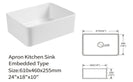 610*460*255mm Ceramic Butler Sink Single Bowl Farmhouse Kitchen Laundry Sink Apron Front - NZHomeware