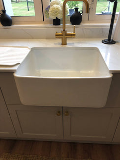 610*460*255mm Ceramic Butler Sink Single Bowl Farmhouse Kitchen Laundry Sink Apron Front - NZHomeware