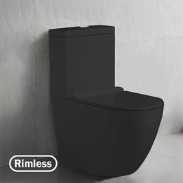620x345x830mm Ceramic Black Rimless Back To Wall Toilets Suite Two Piece Toilets - NZHomeware