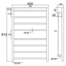 620x912x120mm Square Matt Black Electric Heated Towel Rack 8 Bars - NZHomeware