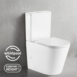 670x360x850mm Bathroom Whirlpool Silent Comfort Height Back To Wall White Ceramic Toilet Suite - NZHomeware