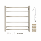 674Hx620W Brushed Nickel Electric Heated Towel Rack 6 Bars - NZHomeware