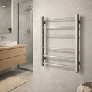 674Hx620W Brushed Nickel Electric Heated Towel Rack 6 Bars - NZHomeware