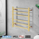674Hx620Wx120D Brushed Yellow Gold Electric Heated Towel Rack 6 Bars - NZHomeware