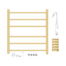674Hx620Wx120D Brushed Yellow Gold Electric Heated Towel Rack 6 Bars - NZHomeware