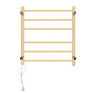 674Hx620Wx120D Brushed Yellow Gold Electric Heated Towel Rack 6 Bars - NZHomeware
