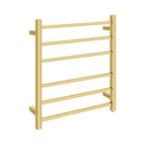 674Hx620Wx120D Brushed Yellow Gold Electric Heated Towel Rack 6 Bars - NZHomeware