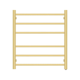 674Hx620Wx120D Brushed Yellow Gold Electric Heated Towel Rack 6 Bars - NZHomeware