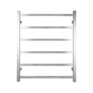 674Hx620Wx120D Square Chrome Electric Heated Towel Rack 6 Bars - NZHomeware