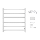 674Hx620Wx120D Square Chrome Electric Heated Towel Rack 6 Bars - NZHomeware
