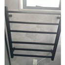 674x620x120mm Square Matt Black Electric Heated Towel Rack 6 Bars - NZHomeware