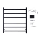 674x620x120mm Square Matt Black Electric Heated Towel Rack 6 Bars - NZHomeware